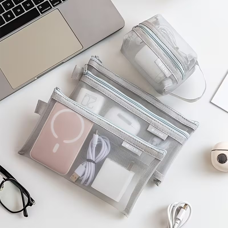 Gray Mesh Organizer Bags – for - Tech Accessories Case ulasan dan harga